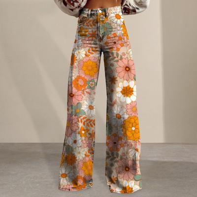 Women Wide-Leg Casual Pants with Pockets Loose Fit Button Zipper Fly Breathable Fabric