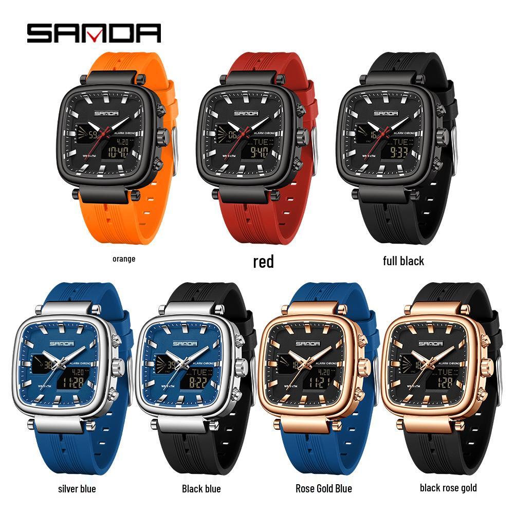 SANDA Men's Multifunctional Waterproof Stopwatch Countdown Watch