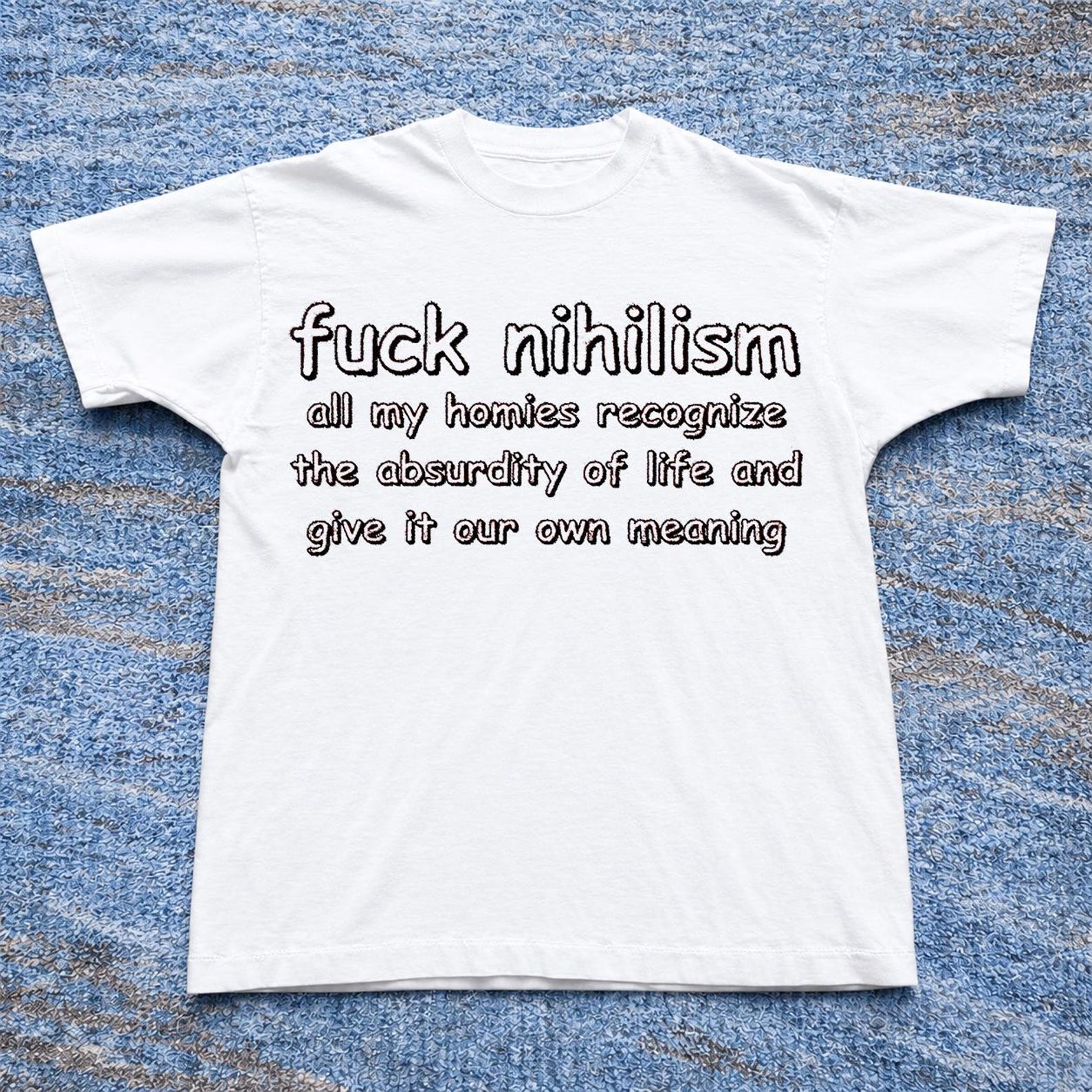 Nihilism T-Shirt — Philosophy Quote White Graphic Tee | Dark Academia Gift XL