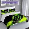 3pcs Monster Energy LOGO Duvet Cover Set, Includes 1 Duvet Cover and 2 Pillowcases,Skin-Friendly&Comfortable Fabric,Suitable Bedding Sets