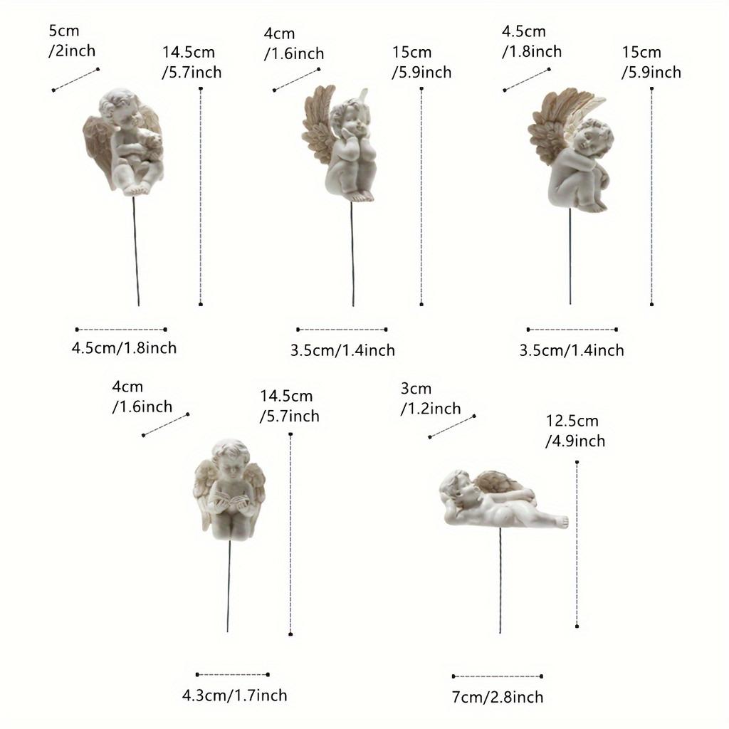 5pcsCute Angel Figurines Resin Miniature Garden Decor Outdoor Courtyard Fairies Statues Landscaping Ornament Home Desktop Decor