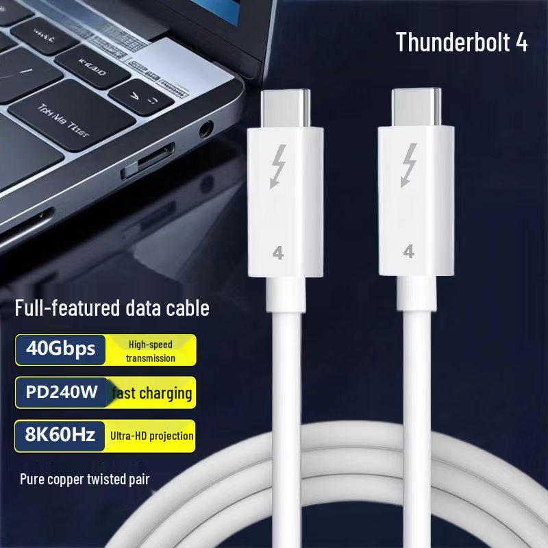 

Upgraded USB4 Thunderbolt 4 Data Cable, 240W Fast Charging, 40Gbps High-Speed, Dual Type-C Connection 0.3m