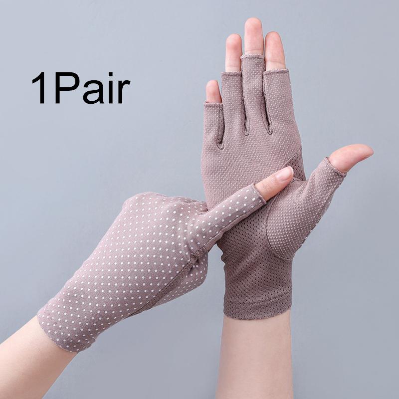 1Pair Wave Point Summer Driving Non-slip Sunscreen Outdoor Touch Screen Breathable Half-finger Gloves Soft Anti UV