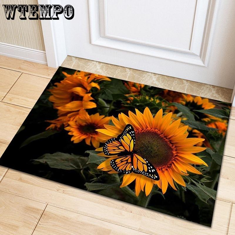 Multicolor Rose Flower Rug Living Room Carpet Home Hallway Balcony Anti-Slip Door Mat Kitchen Bathroom Rug Bedroom Floor Mat