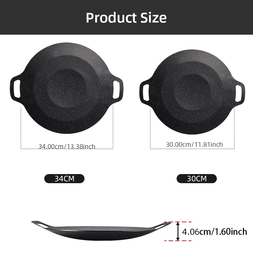 30/34CM Grill Pan Korean Round Non-Stick Barbecue Plate Outdoor Travel Camping Frying Pan Barbecue Accessories