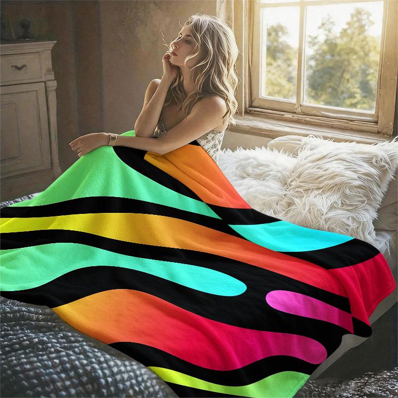Neon Swirl Abstract Flannel Blanket Warm Soft Halloween Christmas Decorative Couch Warm Cozy All-Season Gift