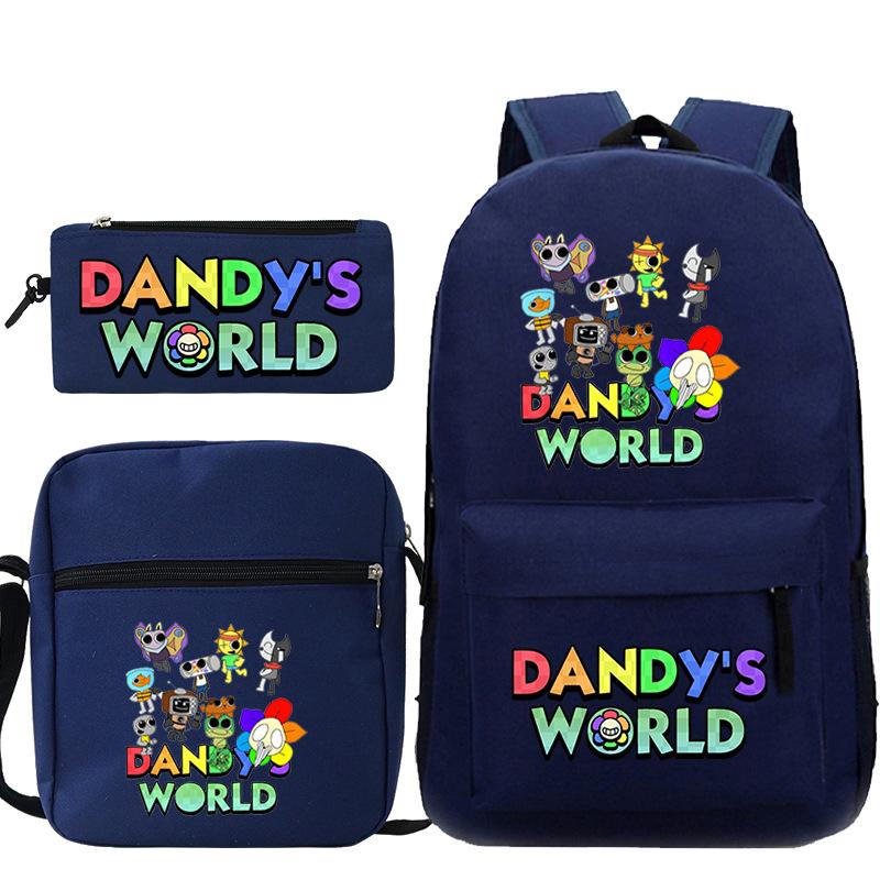 Neue Dandy-Welt Peripherie Druck Schultasche Student Lässige Federtasche Umhängetasche Dreiteiliges Set