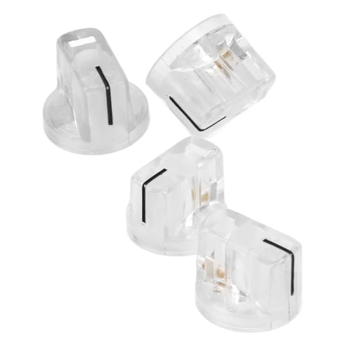 Effector Control Knobs, Guitar Effector Knobs with Slot Design, 4-Piece, High Precision, Transparent