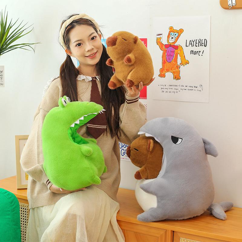 50cm Hut Plush Capibala Doll Soft Animal Shark Crocodile Plush Toys Shark Doll Children's and Girls' Gift Capybara Pillow