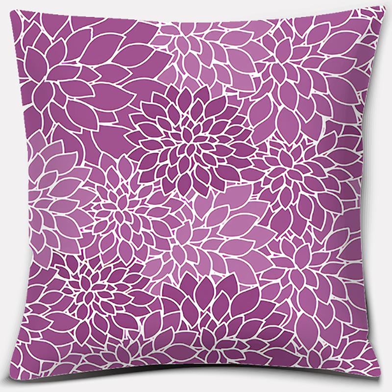 Purple Geometric Flower Text Printing Series Pattern Pillowcase Square Pillowcase Home Office Decoration Pillowcase