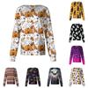 Womens Casual Long Sleeve Single Breasted Cardigan Halloween Print Nursing Uniform Shirt Pullover Top for Workwear