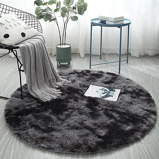 Plüschteppich Ultraweich Dick Rutschfest Wärmespeichernd Rund Batik Salon Dickflor