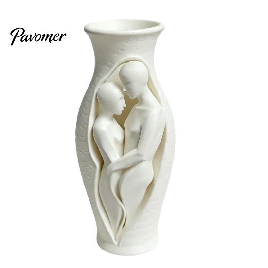 Abstract Body Art Vessel Human Vase Statue, 3D Printed Embracing Couple Sculpture Vase, Home Accent Ornament Decorative Dry Flower for Entryway Living