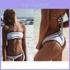 Elegancki Damski Biustonosz Push-Up Kwiatowy Kostium Kąpielowy z Ponadczasowym Paskiem Plażowym Styl Bikini