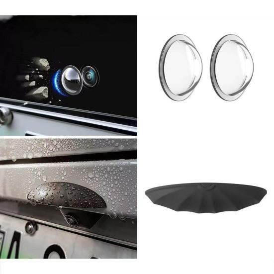 2 Stück Autokamera-Objektivschutz Wasserdicht Staubdicht Klebend Klar Automobil-Kameraobjektivabdeckung Schutz Regenschutz Autozubehör