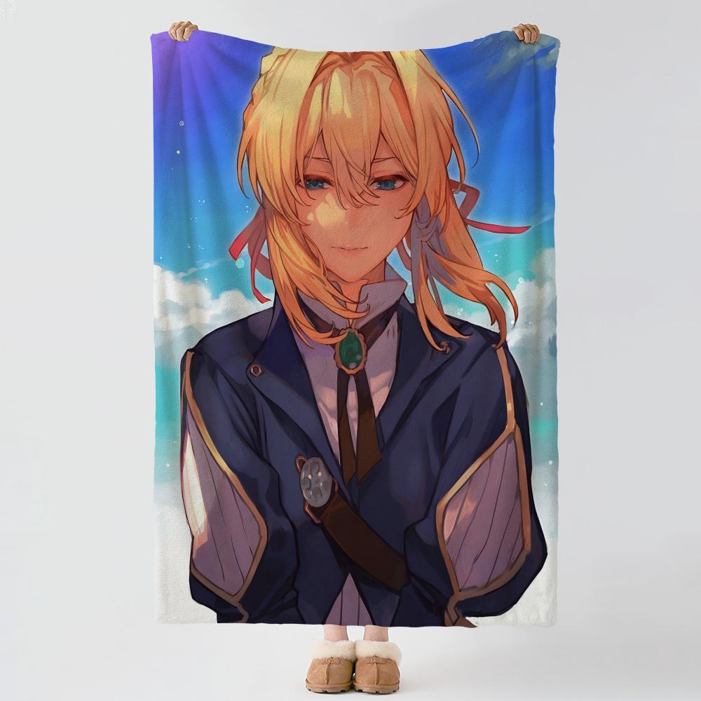 Anime V-Violet Evergarden-n Throw Thick Comfort Flannel Quilt, Multi-scene Use Indoor Outdoor Daily Nap