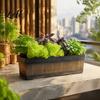 Large Capacity Gardening Pots for Flowers 18 Inch Rectangular Planter Box Imitation Wood Grain Window Box Planter Plastic Vegetables Portable Flower