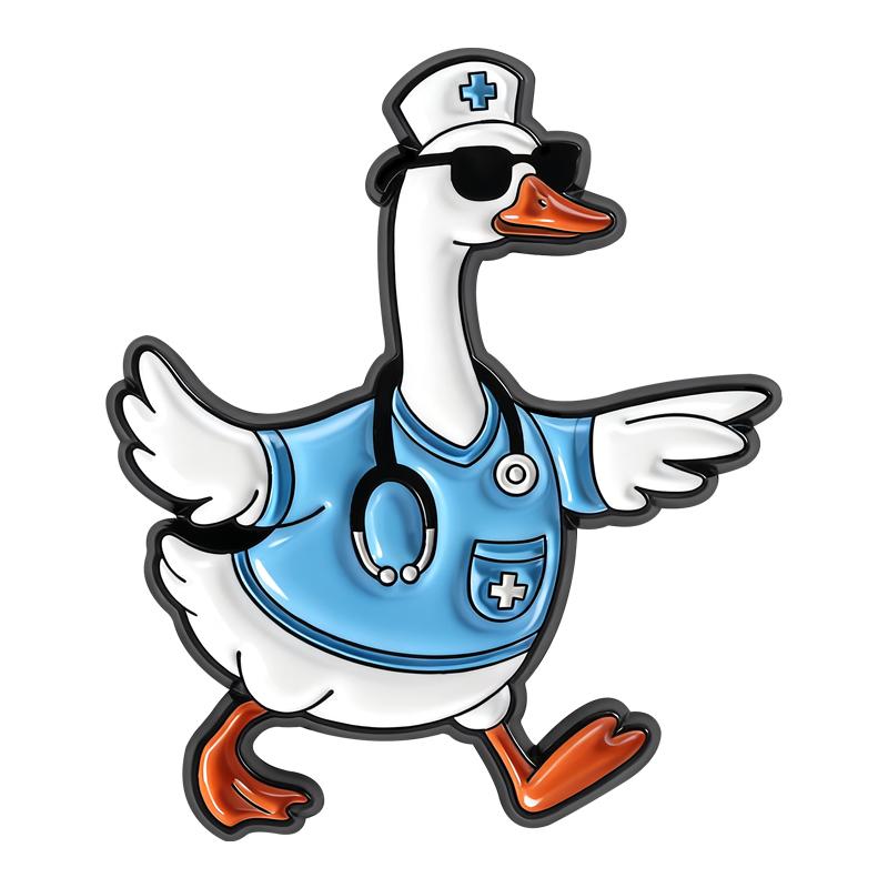 Silly Goose Ducktor Enamel Pins X-ray Ambulance Nurse Doctor Brooches Lapel Badges Clothes Funny Jewelry Gift for Friends