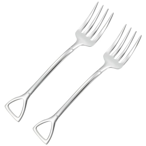 eve-mode The Country Story Large Scoop-Shaped Shovel Fork, Stainless Steel, Mirror Finish, Set of 2