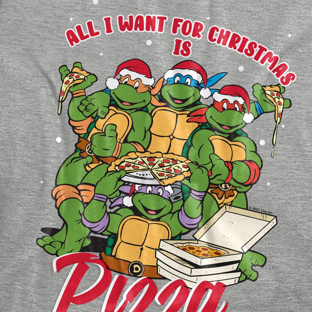 Teenage Mutant Ninja Turtles Womens/Ladies All I Want For Christmas Is Pizza Heather T-Shirt
