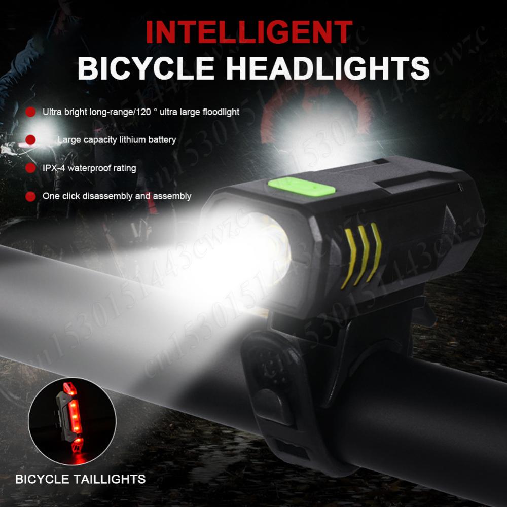 MTB Road Bike Headlight USB Charging Cycling Safety Front Lamp 100LM Bike Handlebar Flashlight Waterproof Bicycle Accessories
