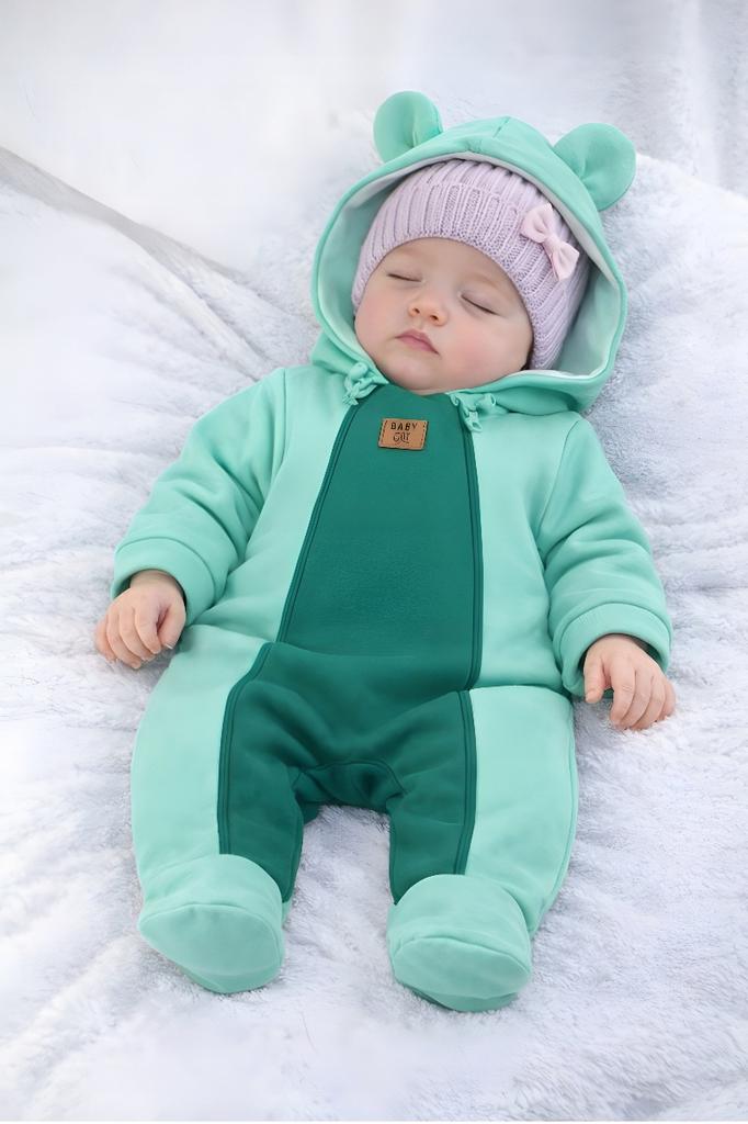 Baby Jumpsuit 74 Two Zippers Transitional Spring Autumn Mint Bottle