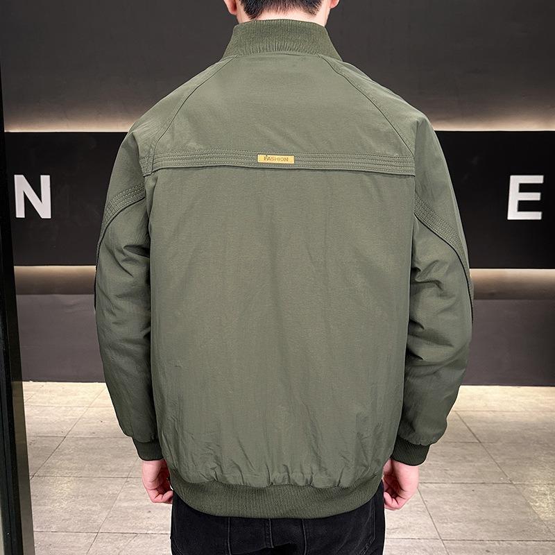 OO Stand-up Collar Padded Jacket Men's Autumn and Winter Padded Jacket Thickened Tooling Loose Padded Jacket Top Coat Men