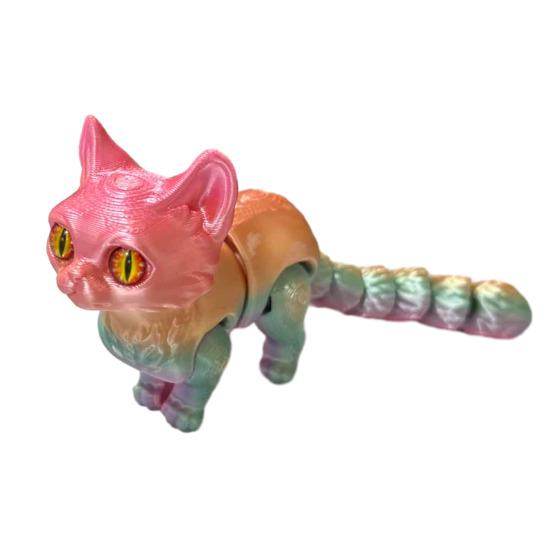 3D Printed Cat Figurine Movable Joints Cat Figure Articulated Animal Model Toy Home Office Bookshelf Desktop Decoration Ornament