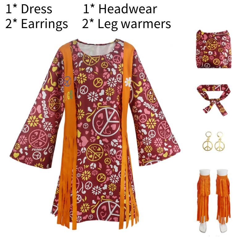 Halloween Arab Cosplay Costume Fringed Hippie Retro Outfit In Uniform Wool Fabric