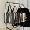 Large Capacity Striped Canvas Tote Bag Autumn Winter 2023 New Street Style Casual Shoulder Crossbody Bag