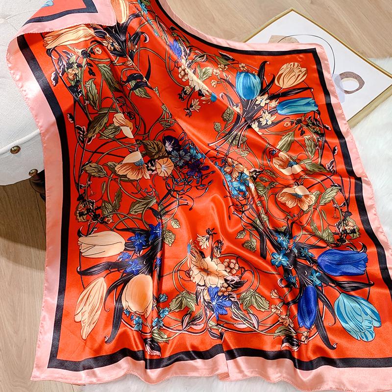 Popular Shawls Europe And America Fashion Bandannas Wild leopard print Sunscreen 90X90CM Bandanna Luxury Square Silk Scarves