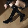 Fashion Side Zip Block Heel High Boots Fall Winter New Square Toe Patent Leather Non-Slip Kitten Heel Knight Boots