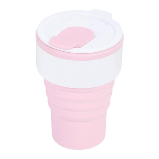 Collapsible Silicone Travel Cup 12oz Portable Foldable Coffee Mug for Camping Hiking Commuting Leakproof Eco-Friendly Water Bottle with Wide Mouth