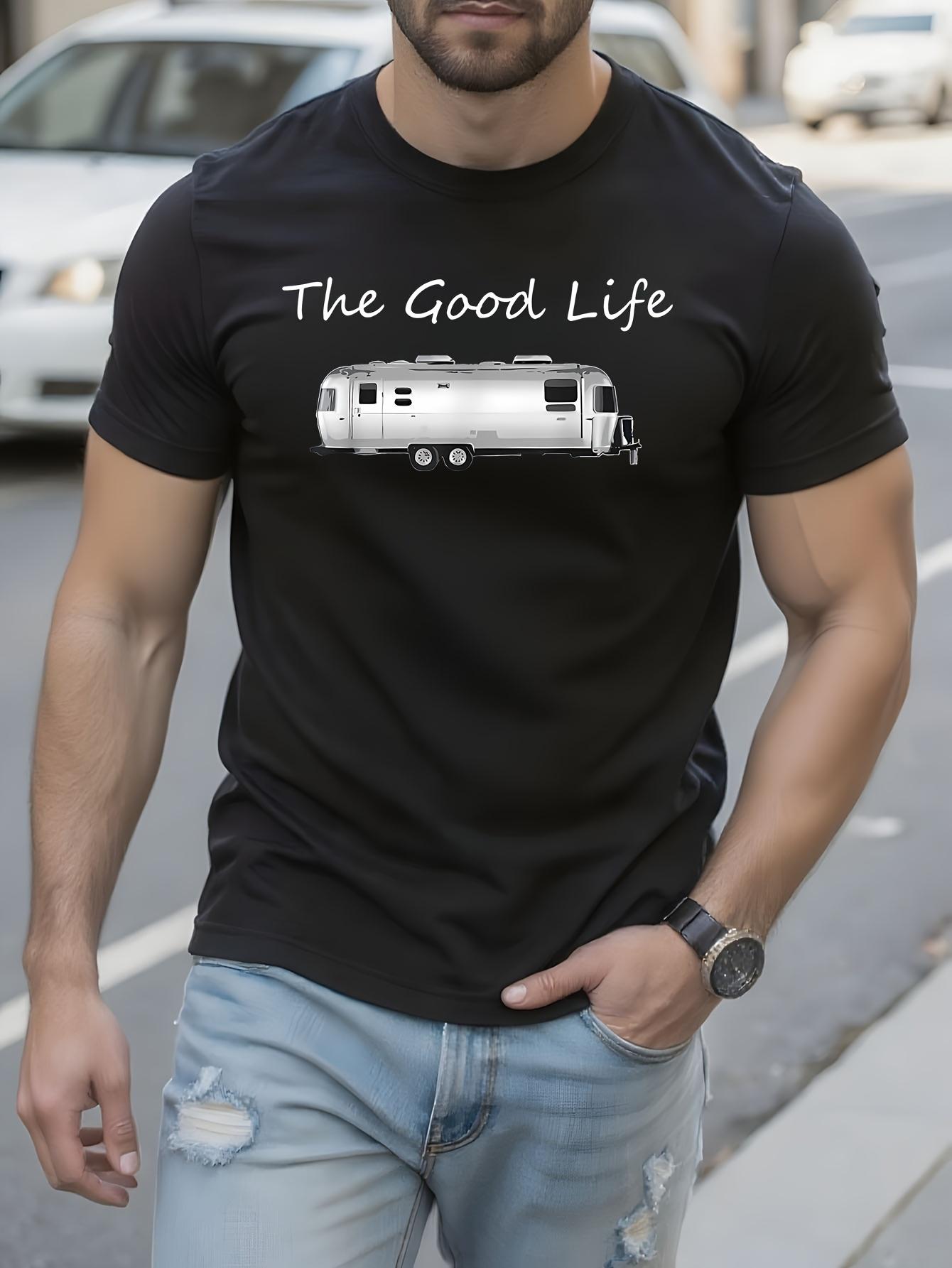 Airstream The Good Life Vintage Trailer Graphic - Retro RV Design Tee T-shirt XXL