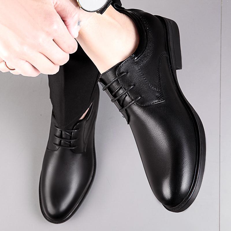 Fashion Lace Up Oxford Shoes Genuine Leather Men Casual Shoes Comfortable Mens Business Shoes Luxury Brand Formal Dress Footwear