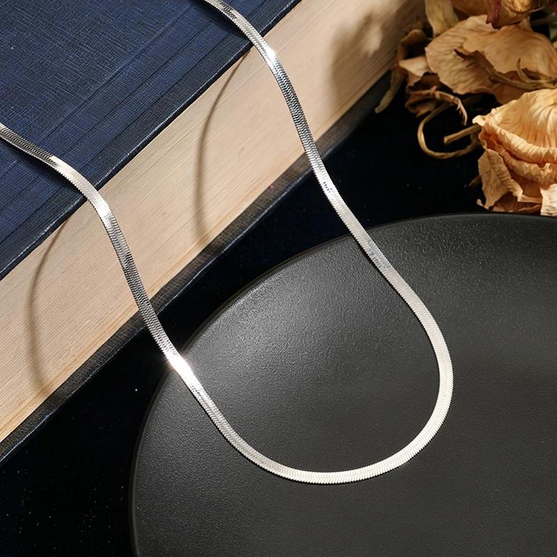 

3MM Huitan Simple Necklace with Snake Chain Design Stylish Fashion Neck Accessories Exquisite Elegant Temperament Jewelry for Women 45cm