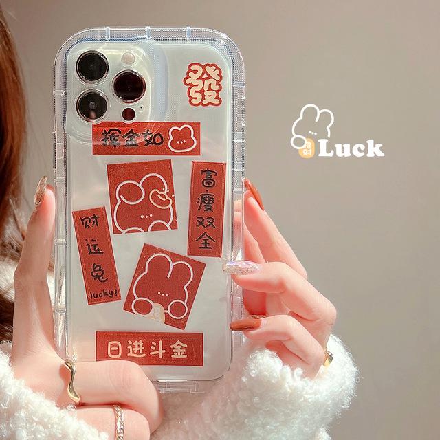 Kaninchen rot 2023 neue glückliche Jahr Capa für Iphone 13 12 14 Pro Max 11 Xsmax Xr X Silikon weiche süße Cartoon stoßfeste Handytasche