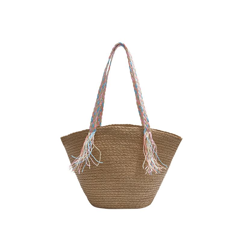 

New Vacation Beach Solid Color Tote Bag Women s Large-capacity Casual Shoulder Bag