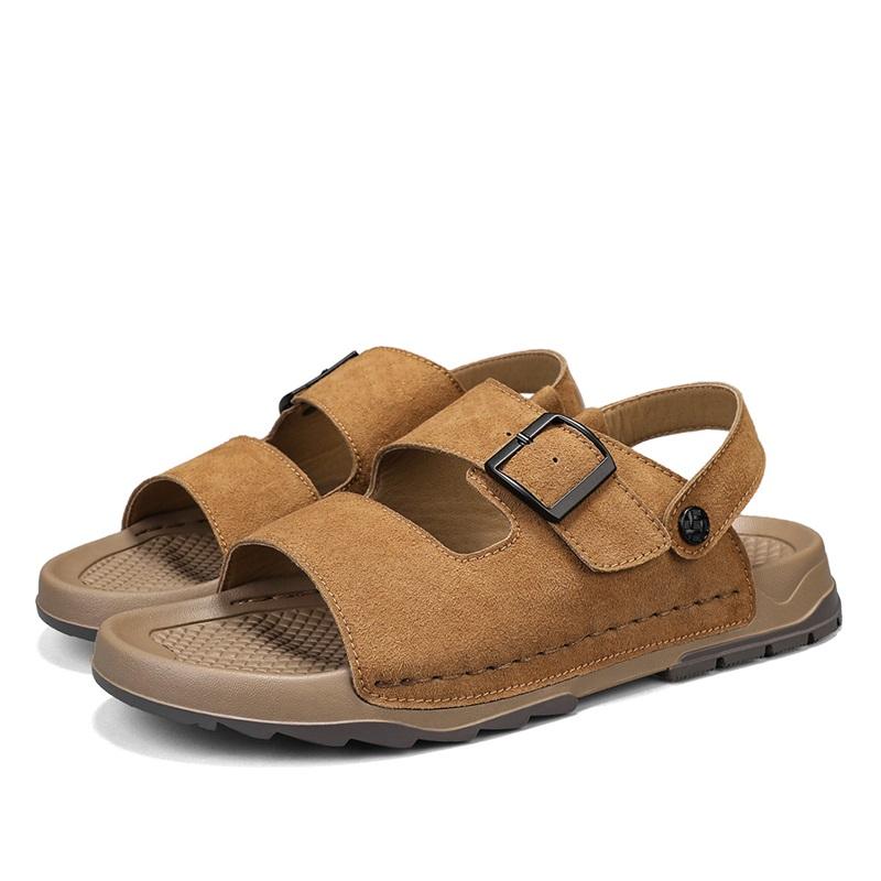 

Fashion Men s Casual Walking Shoe 2025 New Cow Down Sandals Beach Mens Slip on Shoes Beach Male Comfortable Slippers All-match Flats 46