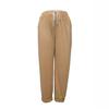 Women's solid color casual elastic waist lace-up trousers