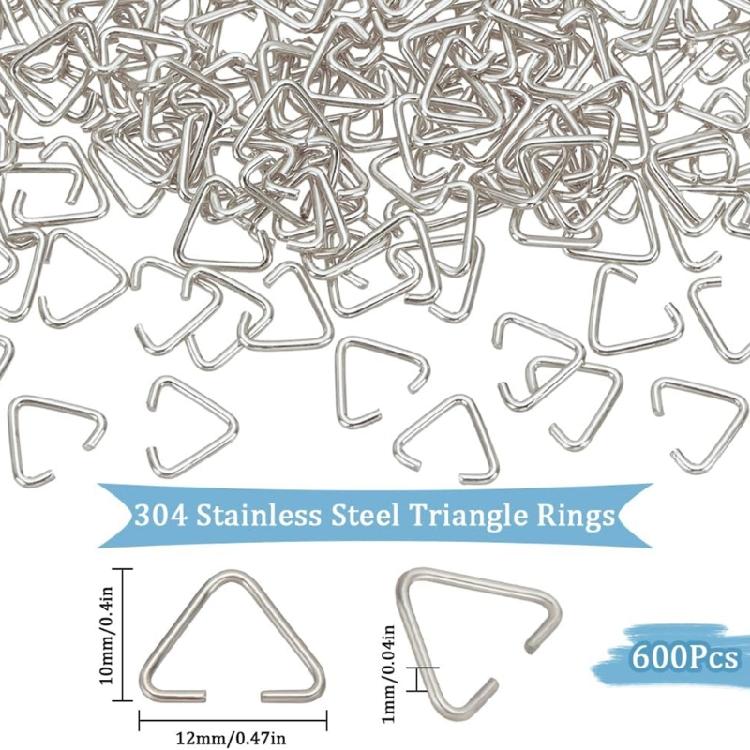 600Pcs Jewelry Supplies Sturdy Stainless Steel Triangles Connectors Accessory for Handmade Earrings and Necklaces