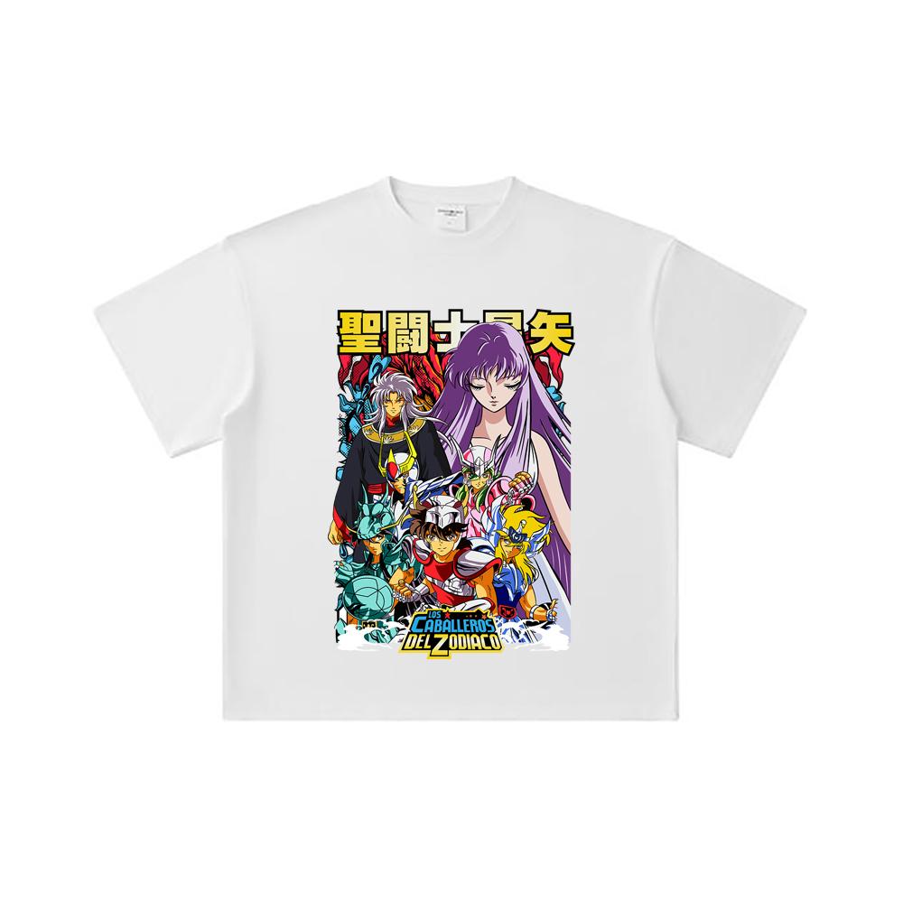 260 GSM Double Yarn 32 Count 100% Cotton Saint Seiya V2 Print Unisex Heavy Cotton T Shirt
