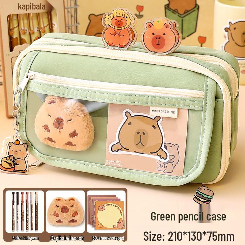 Piórnik Kapibara, Design 2024, Duża Pojemność, Unisex, dla Uczniów Szkolnych, Modna i Praktyczna Torba na Artykuły Papiernicze.