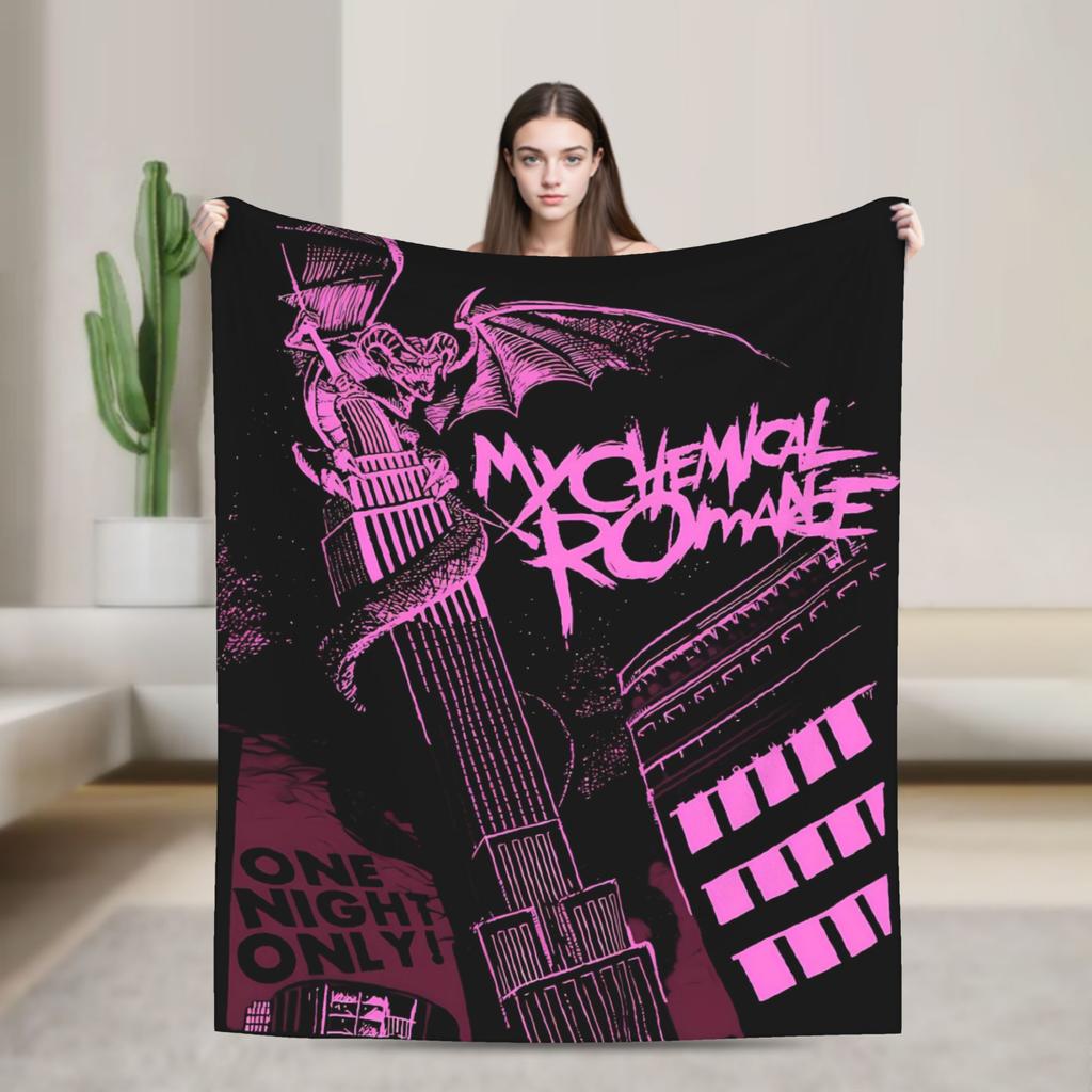 My Chemical Romance Band Flannel Blanket Autumn Super Soft Throw Blanket for Girls Boys Bedroom Novelty Bedspread Sofa Bed Cover