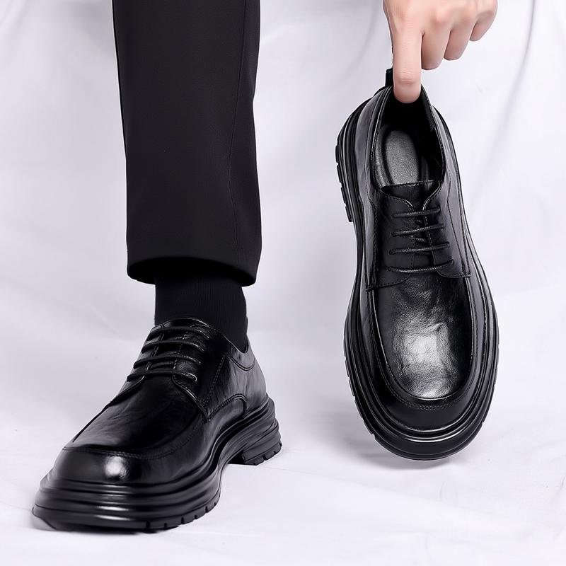 Large Size Leather Shoes Derby Soft Leather Platform Business Dress Wedding Groom Ball 38