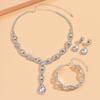4 pieces of women's fashionable and trendy water drop earrings with necklaces, bracelets, Zircon sets, banquet accessories