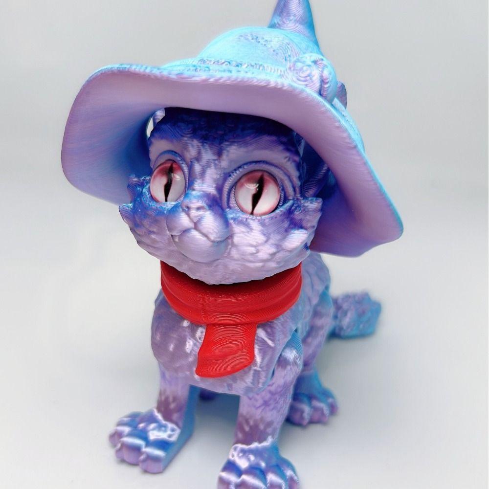Big Eyes 3D Printed Cat Model Plastic Material Creative Sculpture Articulated Cats Doll 3D Printing Technology Realistic Design