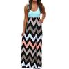Womens Striped Long Boho Dress Lady Beach Summer Sundrss Maxi Dress Plus Size