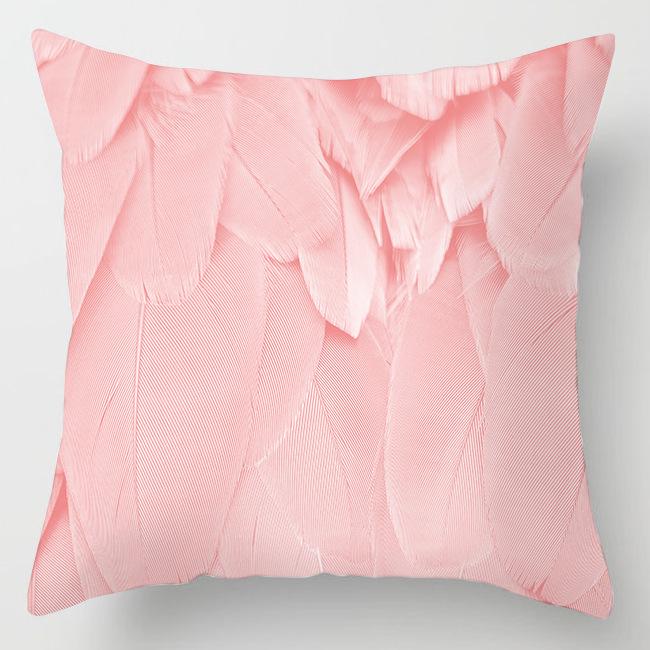 Pink Feather Pillowcase Decorative Sofa Cushion Case Bed Pillow Cover Home Decor Car Cushion Cover Cute Pillow Case 45*45Cm