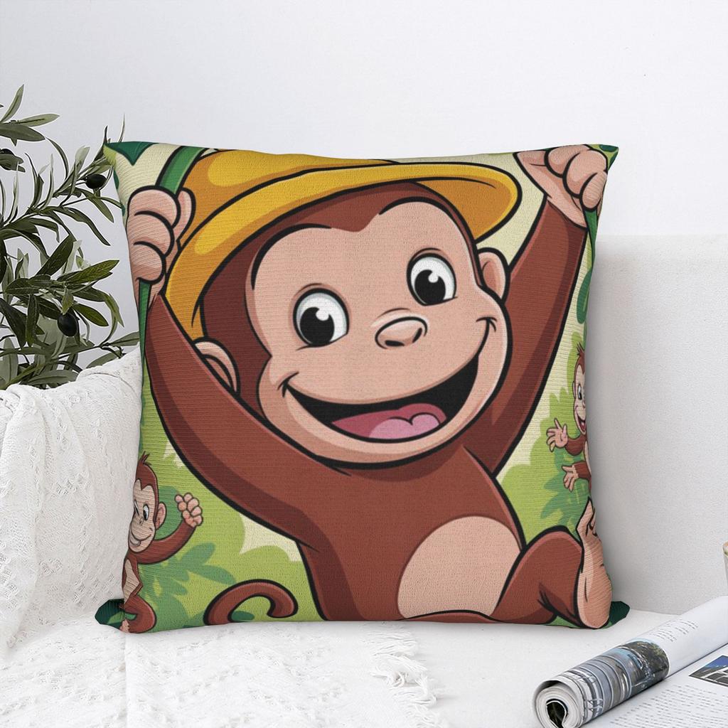 Federa Cuscino Cartone Animato Curious George Federa Cuscino Vintage Per Divano Decorazione Casa Federe Quadrate Regalo